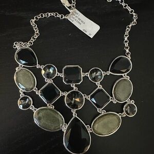 Elegant Silver and Black Statement Necklace
